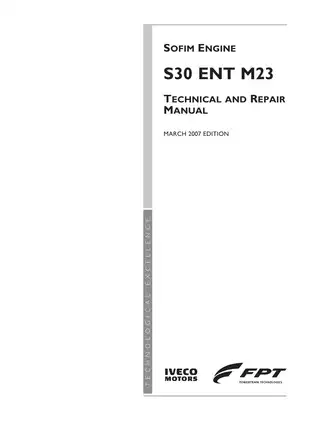 2007-2013 Iveco Sofim S30 ENT M23 marine engine technical and repair manual
