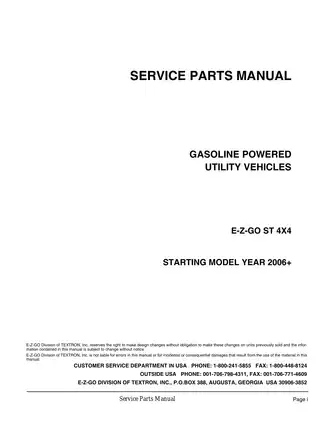 2006-2010 E-Z-GO ST 4X4 Gas service parts manual Preview image 3