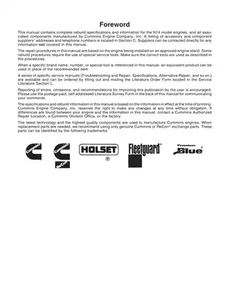 Comprehensive Cummins N14 Engine Repair Manual - A Complete Guide for Rebuild and Troubleshooting Preview image 2