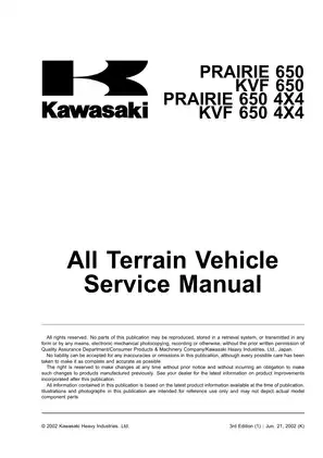 Kawasaki Prairie 650 KVF 650 Service Manual - Comprehensive Guide for Maintenance and Repair Preview image 2