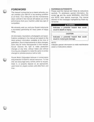 Suzuki RM125 Owner's Service Manual - Complete Repair Guide Preview image 3