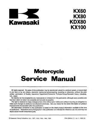 Kawasaki Motorcycle Service Manual: KX60, KX80, KDX80 (1989-1997) Preview image 4