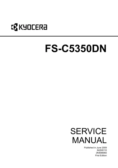 Preview: Kyocera FS-C5350DN Service Manual (P/N 842K8110 / 2K8SM060)