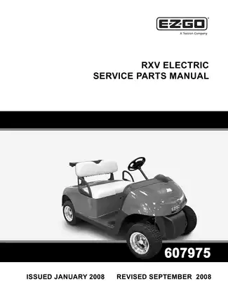 2008-2012 E-Z-GO RXV Golf, RVX Freedom, RVX Shuttle, Electric Golf Cart parts manual Preview image 1