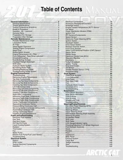Preview: 2012 Arctic Cat Prowler HDX ROV Factory Service Manual (P/N 2258-752)