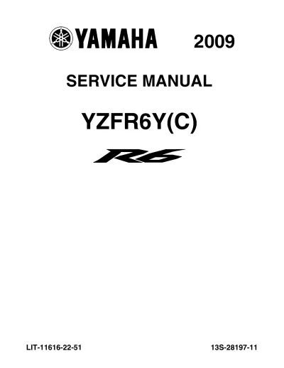 Preview: 2009 Yamaha YZF-R6Y(C) Factory Service Manual (P/N LIT-11616-22–51)