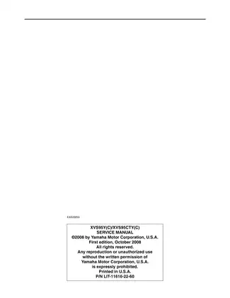 Yamaha XVS95Y Service Manual - Comprehensive Guide for Maintenance and Repair Preview image 2