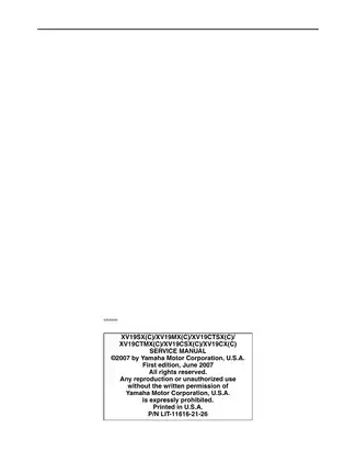 Yamaha XV19SX(C) Service Manual - Comprehensive Repair and Maintenance Guide Preview image 2