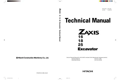 Preview: Hitachi ZAXIS Series ZX16, ZX18, ZX25 Excavator Factory Service Manual (P/N 4S11/4S14)