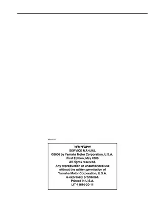 Yamaha YFM7FGPW 2006 Service Manual - Complete Guide Preview image 2