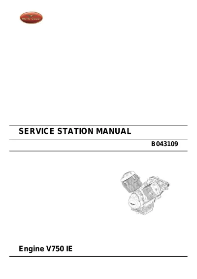 Preview: Moto Guzzi V750 IE V7 Classic V7 Café V7 Racer V7 Stone V7 Special Nevada 750 2012  Service Manual (P/N B043109)