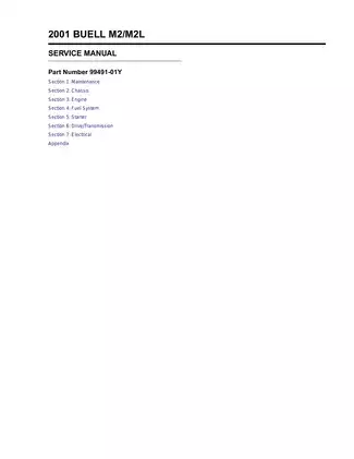 2001 Buell M2/M2L Service Manual - Comprehensive Repair Guide