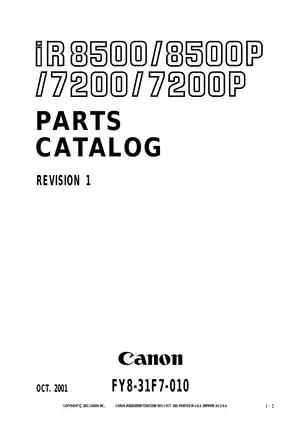 Canon imageRUNNER 8500 /8500P, 7200 /7200 parts catalog