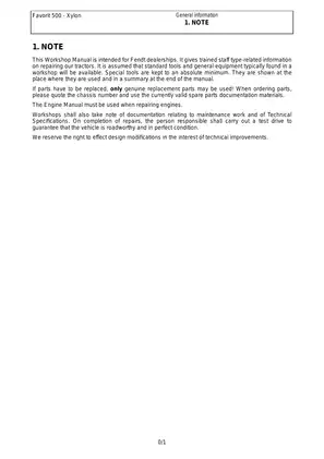 Fendt Favorit 500 & Xylon Series Repair Manual (1999 Edition) Preview image 5