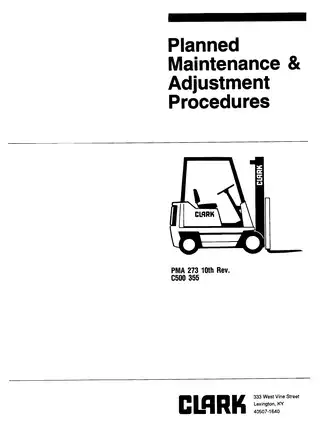 Clark C500 Industrial Forklift Service Manual - Comprehensive Maintenance Guide