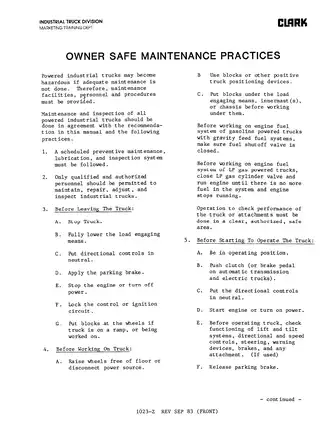 Clark C500 355, C500 30-55 forklift manual Preview image 2