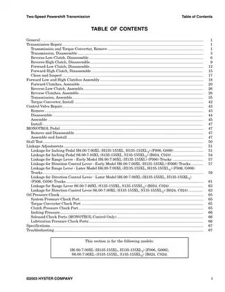 Hyster B024, S135XL2, S155XL2, S6.00XL, S7.00XL forklift repair manual Preview image 2