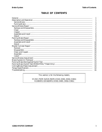 Hyster D010, S25XM, S30XM, S35XM, S40XMS forklift manual Preview image 2