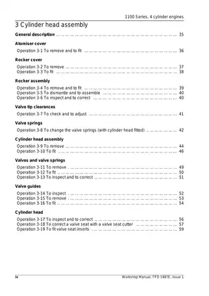 Perkins 1100 Series 4 Cylinder Diesel Engine Workshop Manual Preview image 4