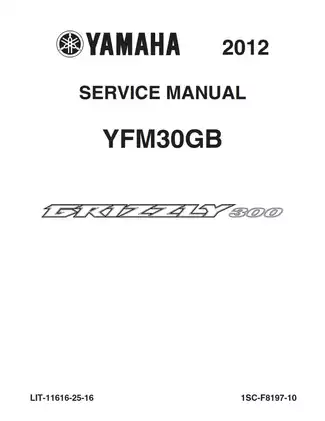 2012-2013 Yamaha Grizzly 300, YFM30G service manual Preview image 1