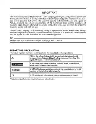 Yamaha YFM30GB 2012 Service Manual - Comprehensive Maintenance Guide Preview image 2