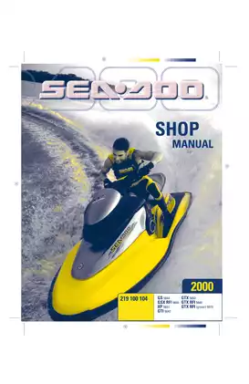 2000 Sea-Doo GS, GTI, GTS, GTX, XP, GSX, RFI, GTX, RFI, RX, RX, DI, GTX, DI shop manual Preview image 1