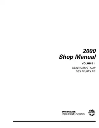 2000 Sea-Doo GS, GTI, GTS, GTX, XP, GSX, RFI, GTX, RFI, RX, RX, DI, GTX, DI shop manual Preview image 2