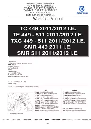 Husqvarna TC 449 / TE 449 / TXC 449 / SMR 449 Workshop Manual (2011/2012 Edition) Preview image 3