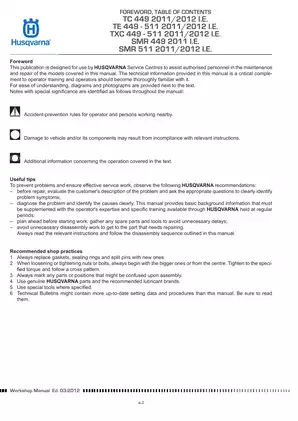 Husqvarna TC 449 / TE 449 / TXC 449 / SMR 449 Workshop Manual (2011/2012 Edition) Preview image 4