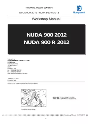 2012 Husqvarna Nuda 900, Nuda 900 R service manual Preview image 3