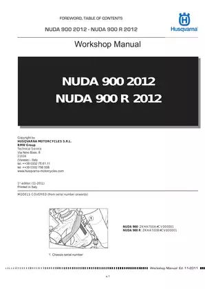 Husqvarna Nuda 900 / Nuda 900 R 2012 Workshop Manual - Comprehensive Repair Guide Preview image 3