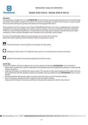 Husqvarna Nuda 900 / Nuda 900 R 2012 Workshop Manual - Comprehensive Repair Guide Preview image 4