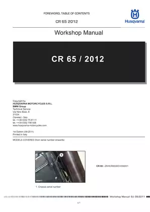 Husqvarna CR 65 Service Manual (2012) Preview image 3
