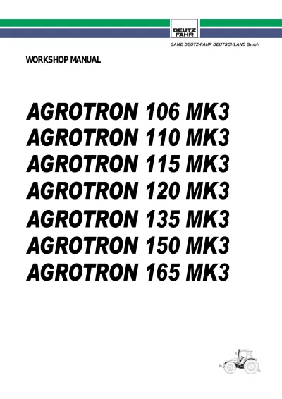 Preview: Deutz-Fahr Agrotron MK3 Series 2001–2003 Tractor Workshop Manual (P/N 307.1079.3.6)