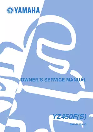 2004 Yamaha YZ450, YZ450F(S) owners service manual Preview image 1