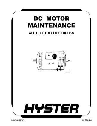Hyster F108, E45XM, E50XM, E55XM, E60XM, E65XM forklift DC motor maintenance