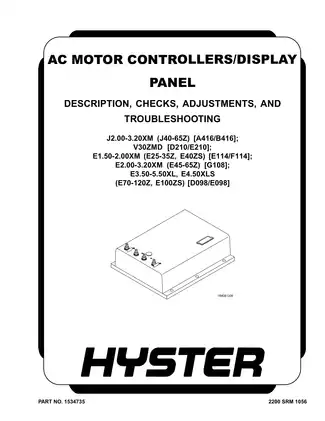 Hyster G108 E45Z, E50Z, E55Z, E60Z, E65Z forklift manual (AC Motor Controllers/Display Panel) Preview image 1