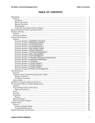 Hyster G108 E45Z, E50Z, E55Z, E60Z, E65Z forklift manual (AC Motor Controllers/Display Panel) Preview image 2