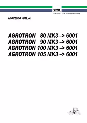 1997-2003 Deutz-Fahr Agrotron 80, 90, 100, 105, MK3, 6001 tractor workshop manual Preview image 1
