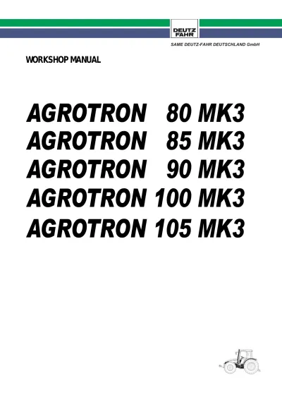 Preview: Deutz-Fahr Agrotron 80-105 Tractor Workshop Manual 2001–2003 (P/N 0297 9771)
