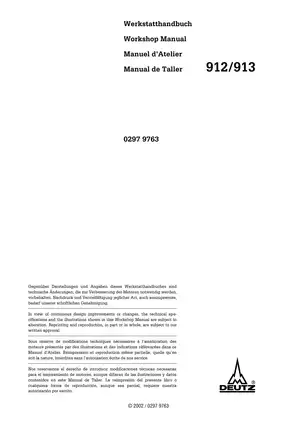 DEUTZ FL 912 / BFL 913 Workshop Manual - Comprehensive Vehicle Service Guide