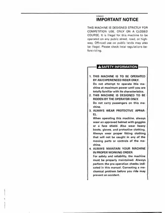 Yamaha YZ125 Series Manual - Comprehensive Operation and Maintenance Guide Preview image 3