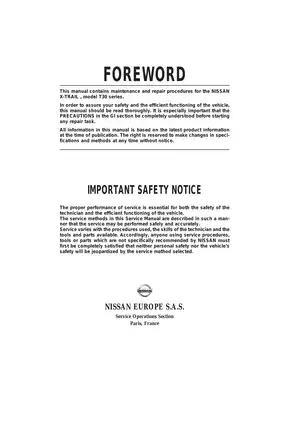 2002-2003 Nissan Model T30, X-Trail service manual Preview image 2