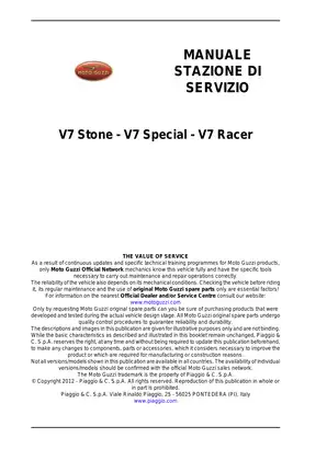 2012-2013 Moto Guzzi V7 Stone, V7 Speczial, V7 Racer manual Preview image 2