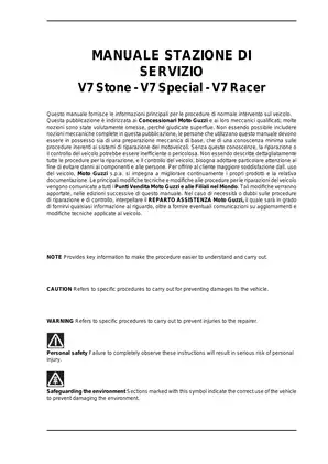 Moto Guzzi V7 Service Manual - V7 Stone, V7 Special & V7 Racer (2012) Preview image 3