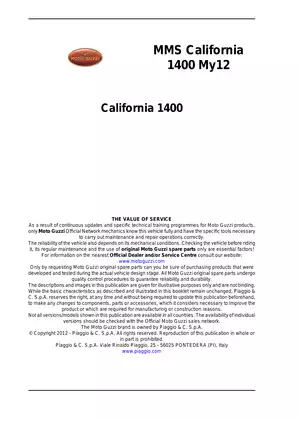 Moto Guzzi California 1400 Service and Repair Manual (2012) Preview image 2