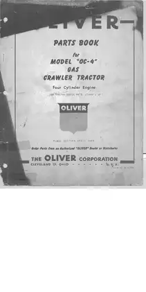 Oliver OC-4 Crawler Tractor Parts Manual (1959 Edition) Preview image 2