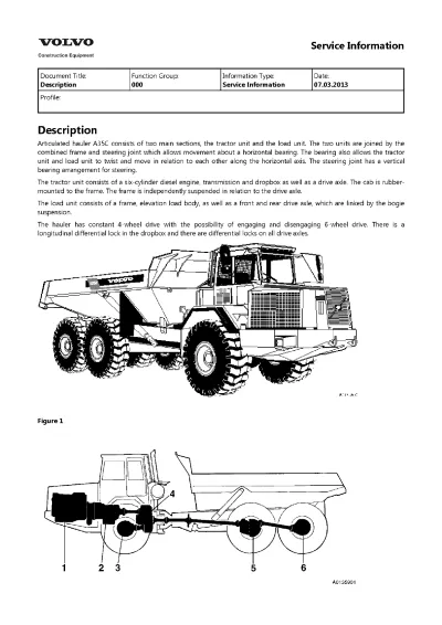 Preview: 2013 Volvo A35C Articulated Hauler Service Manual (P/N 981 2443)
