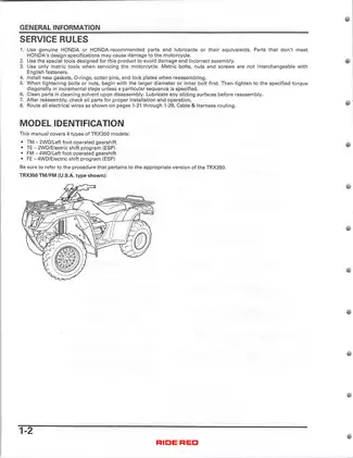 2004-2006 Honda TRX 350 TM, TRX 350 TE, TRX 350 FE, TRX 350 FM Rancher 350 ATV service manual Preview image 5