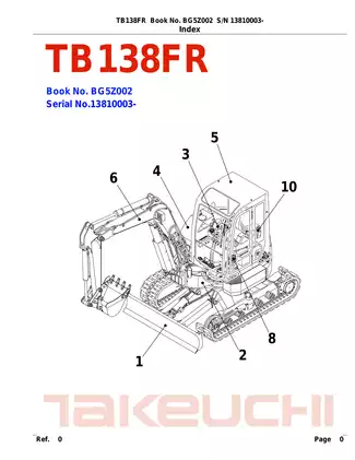 Takeuchi TB138FR excavator parts manual